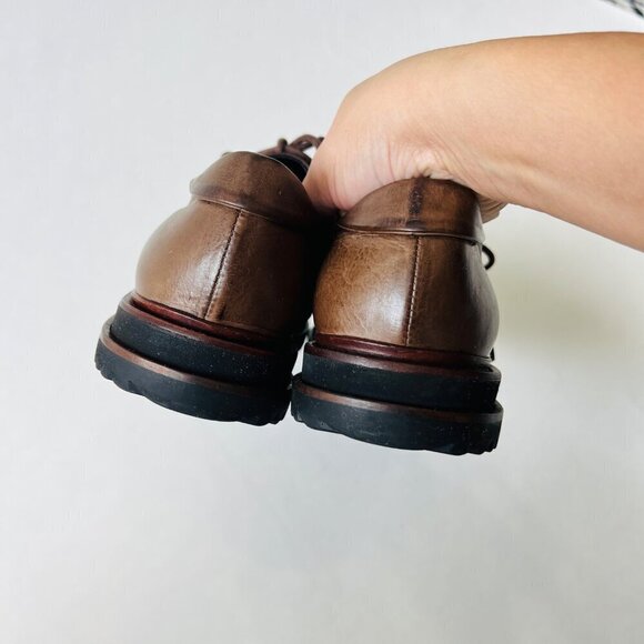 P.Monjo women flat form leather lace up loafers , brown, Size 40 - Picture 5 of 9